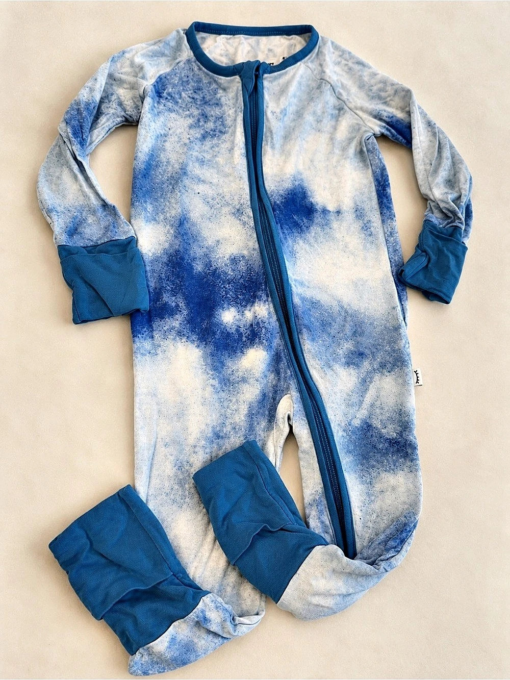 Little Sleepies Zippy Zip Sleeper - Tidepool Watercolor Tie Dye Blue & White